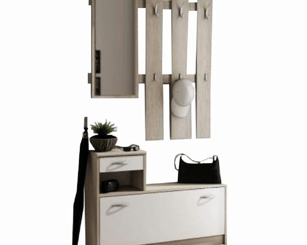 Set mobilier hol VONITSA, stejar sonoma/albă Kondela