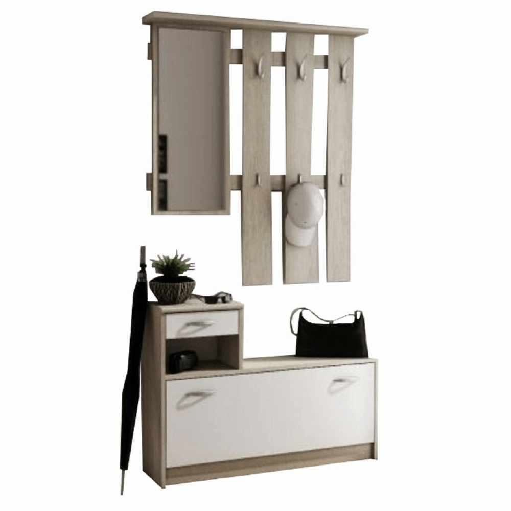 Set mobilier hol VONITSA, stejar sonoma/albă Kondela