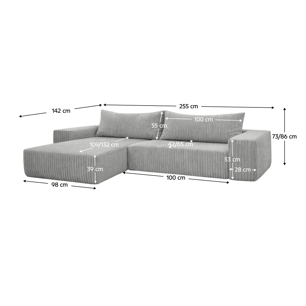 Set canapea universală, gri deschis, PREMA ROH UNI Kondela