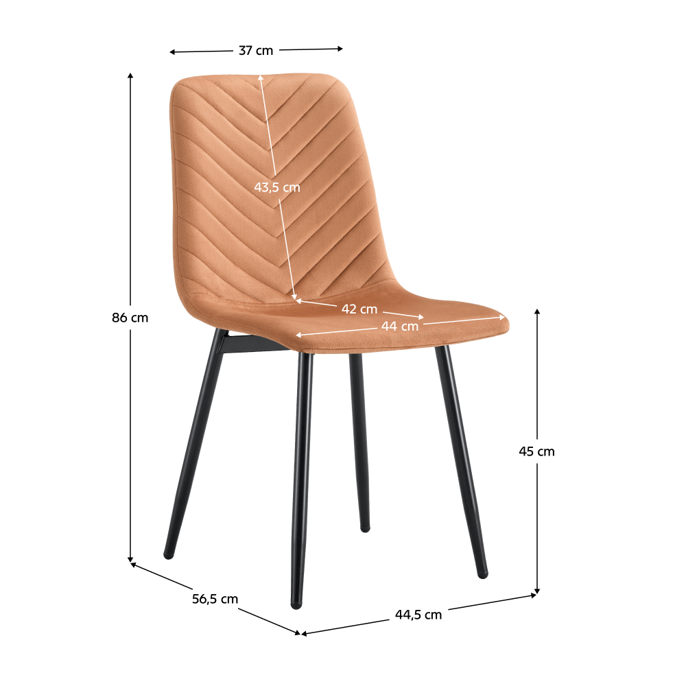 Scaun OLVERA TIP 2, material Velvet teracota/negru, țesătură Velvet/metal, 44.5x56.5x86 cm Kondela