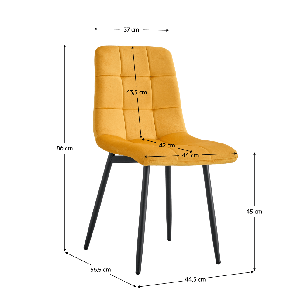 Scaun OLVERA TIP 3, material Velvet galben / negru, 44.5x56.5x86 cm Kondela