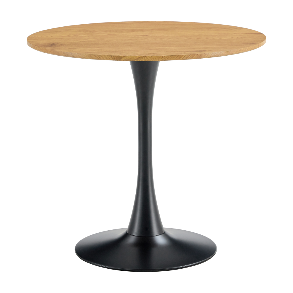 Masă de sufragerie, stejar/negru, diametru 80 cm, REVENTON NEW Kondela