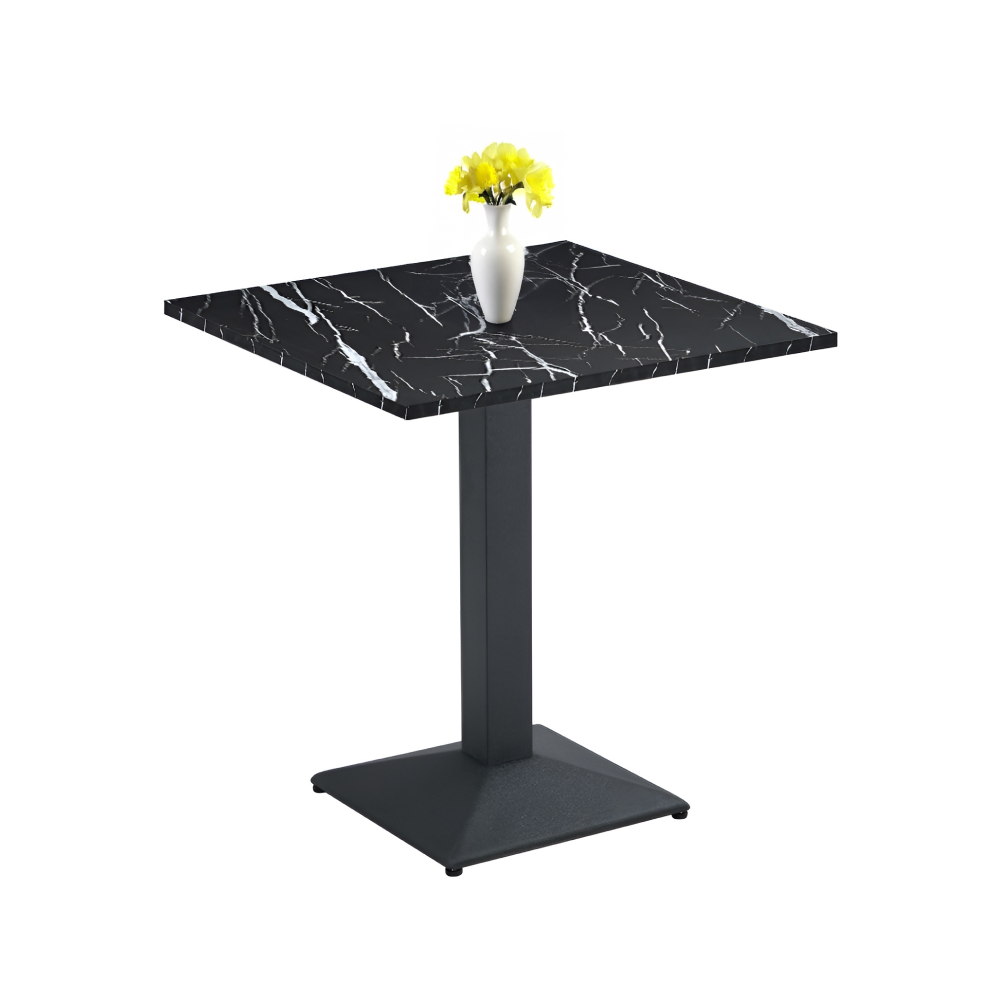 Masă de sufragerie bistro CERVIA TIP 1, marmură neagră/negru, 70x70 cm, 70x70x75 cm Kondela