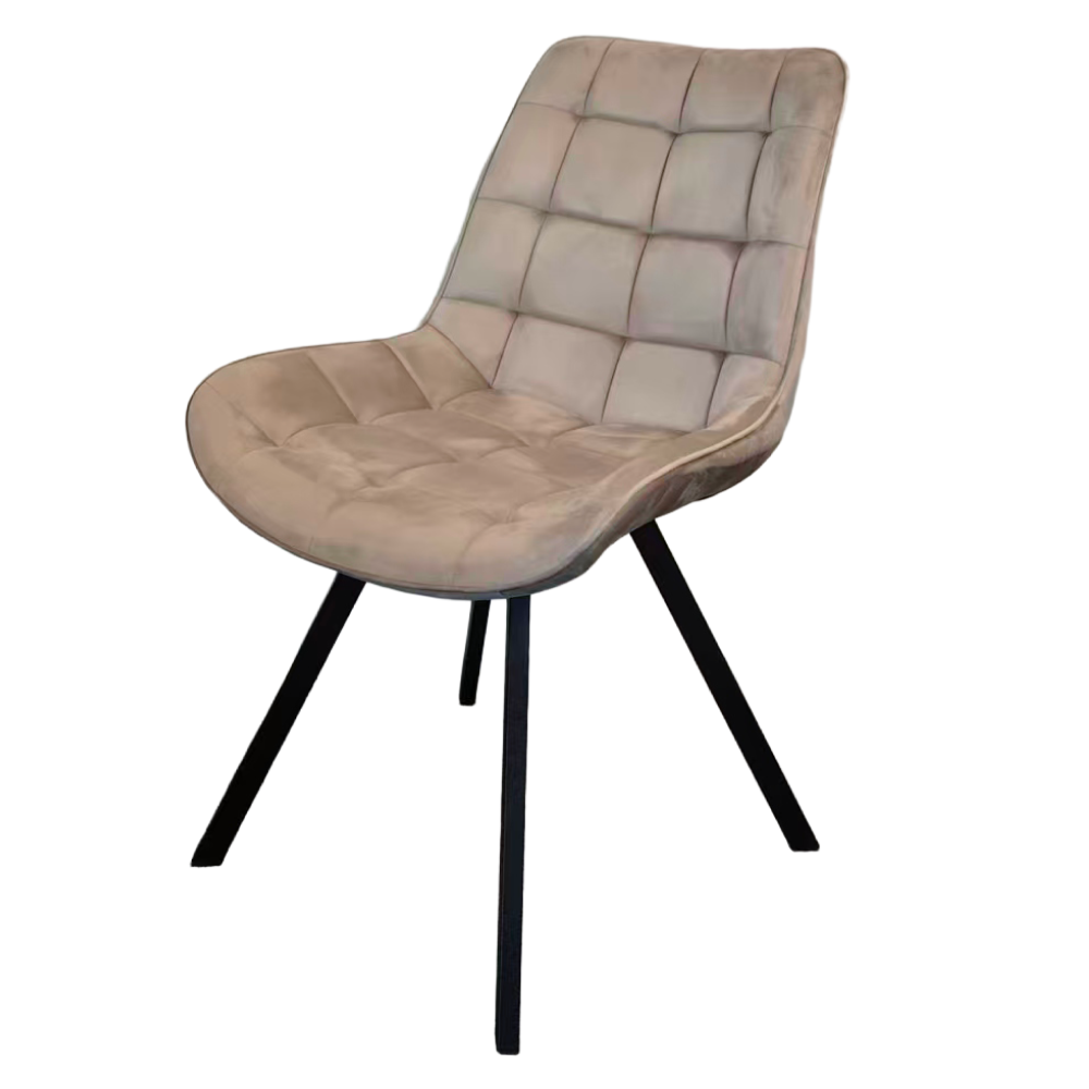 Scaun de luat masa ALASSIO, țesătură Velvet gri-maro Taupe/negru, 55x61x87 cm Kondela