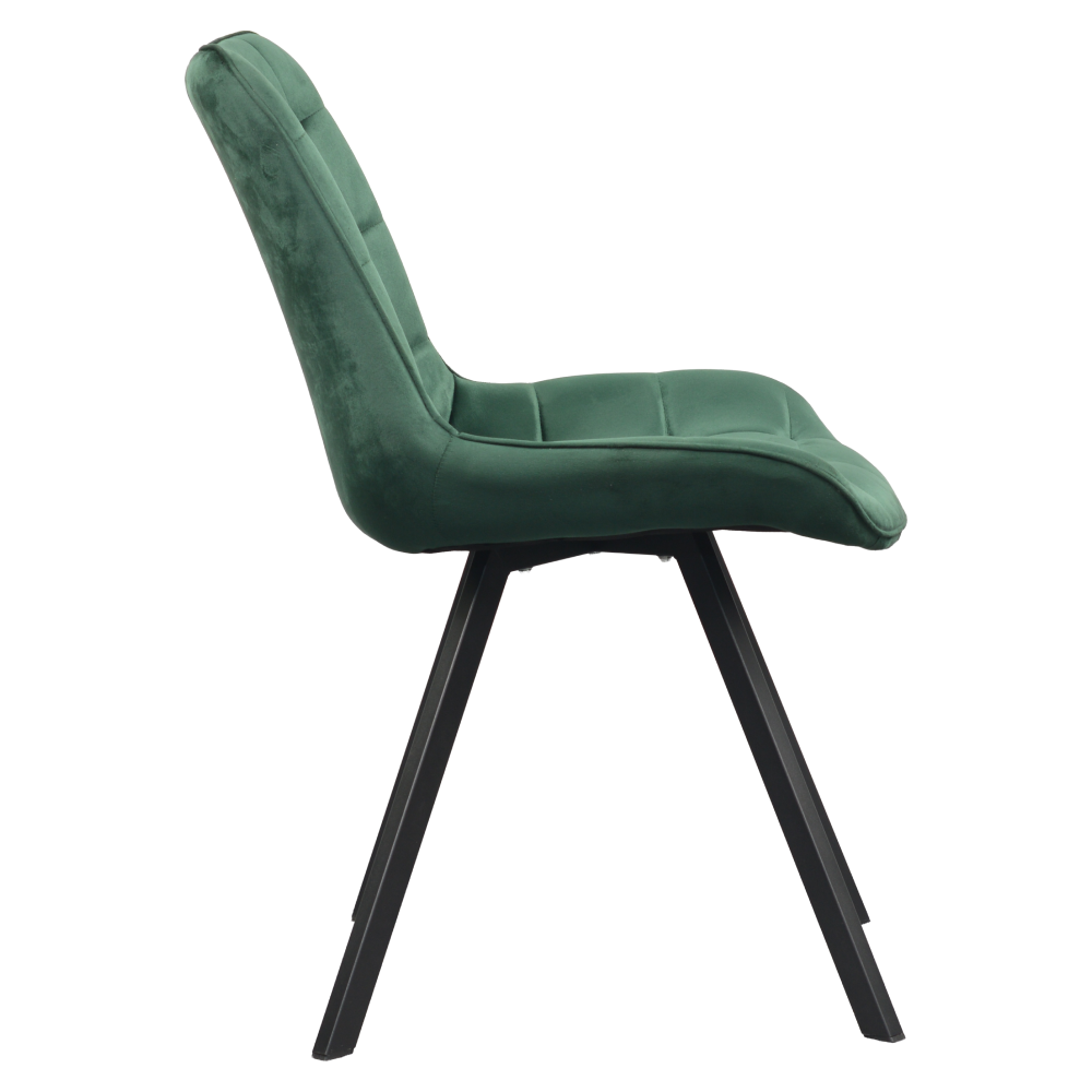 Scaun de luat masa ALASSIO, țesătură Velvet verde închis/negru, 55x61x87 cm Kondela