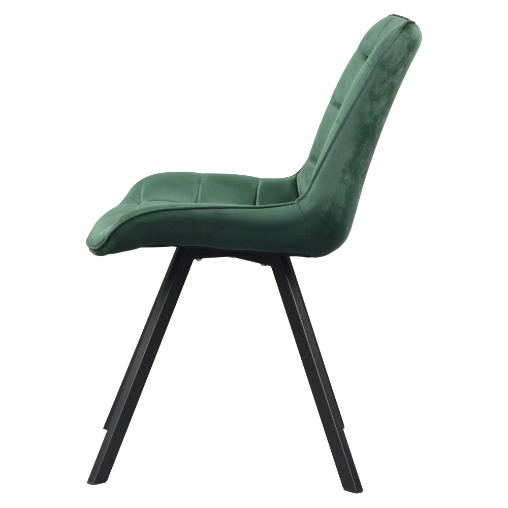 Scaun de luat masa ALASSIO, țesătură Velvet verde închis/negru, 55x61x87 cm Kondela
