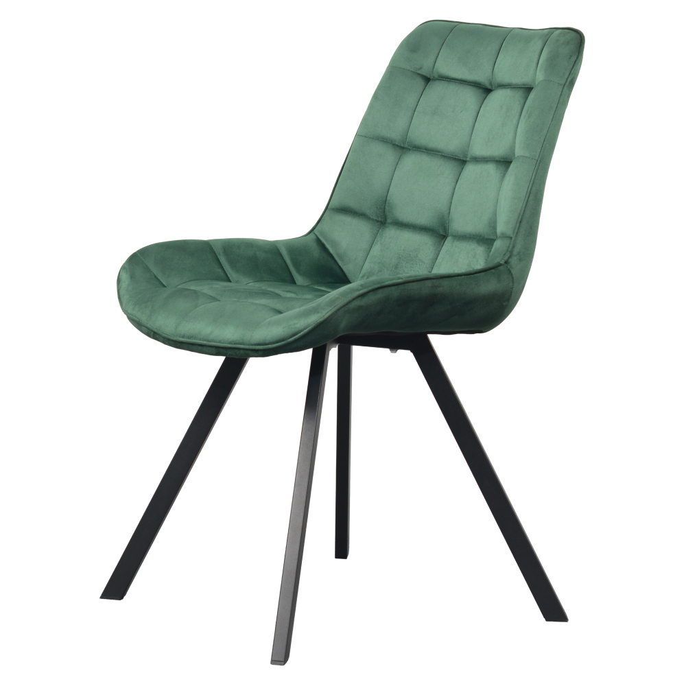 Scaun de luat masa ALASSIO, țesătură Velvet verde închis/negru, 55x61x87 cm Kondela