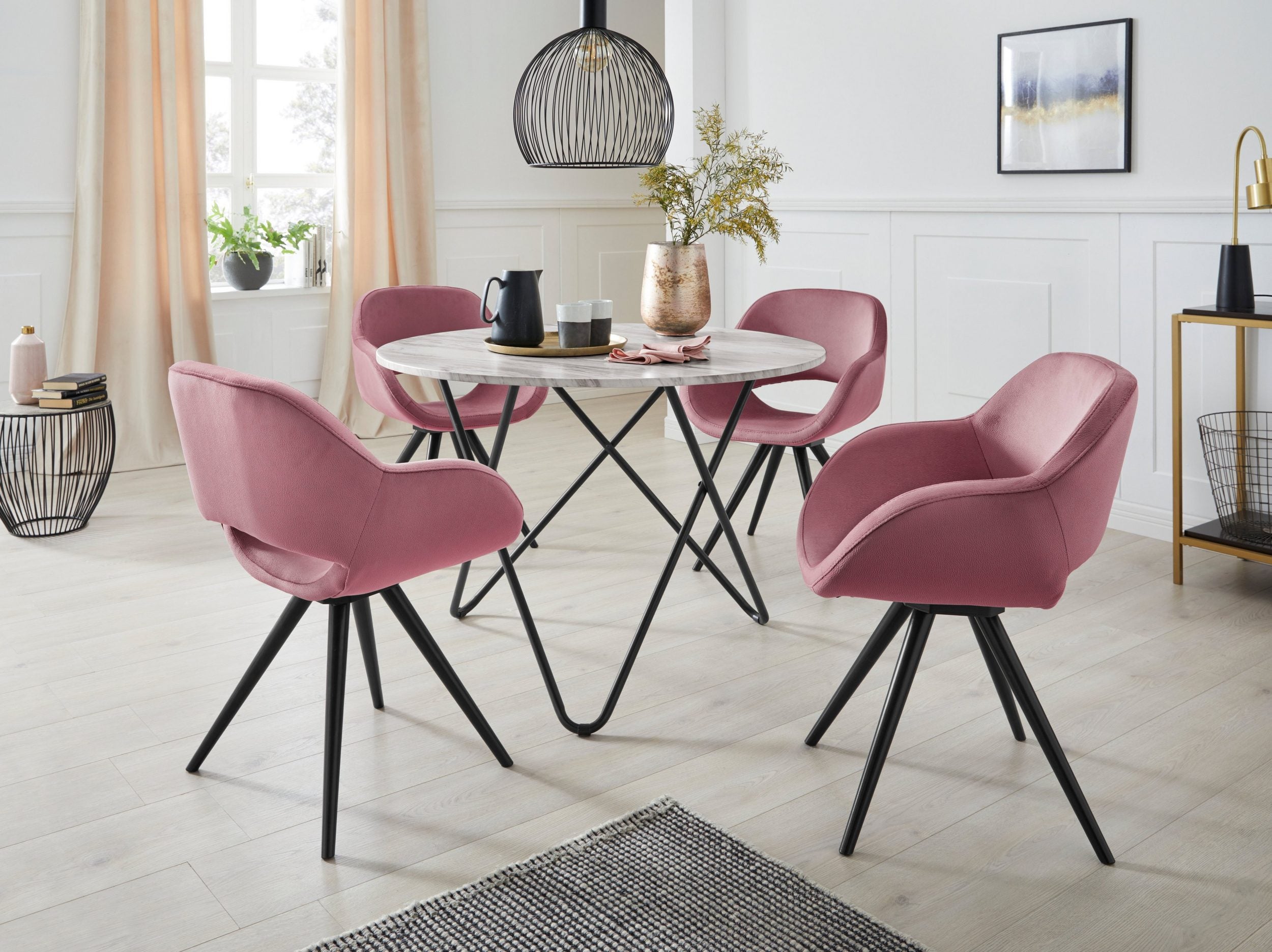 Set de patru scaune tapitate Aurora, Roz Arboteca