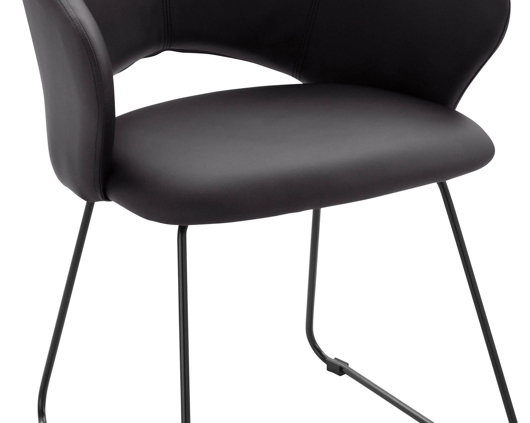 Scaun cu cotiere Plai, imitatie piele, cadru metalic, negru Arboteca