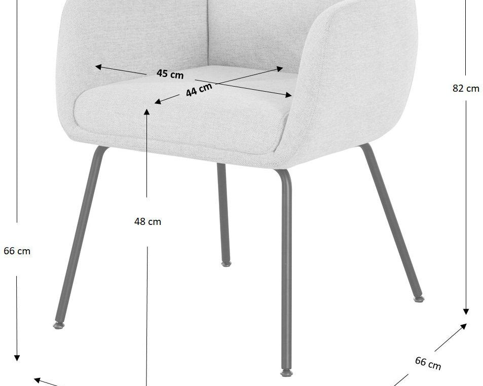 Scaun tapitat Donnica, picioare metal negru, poliester, crem Arboteca