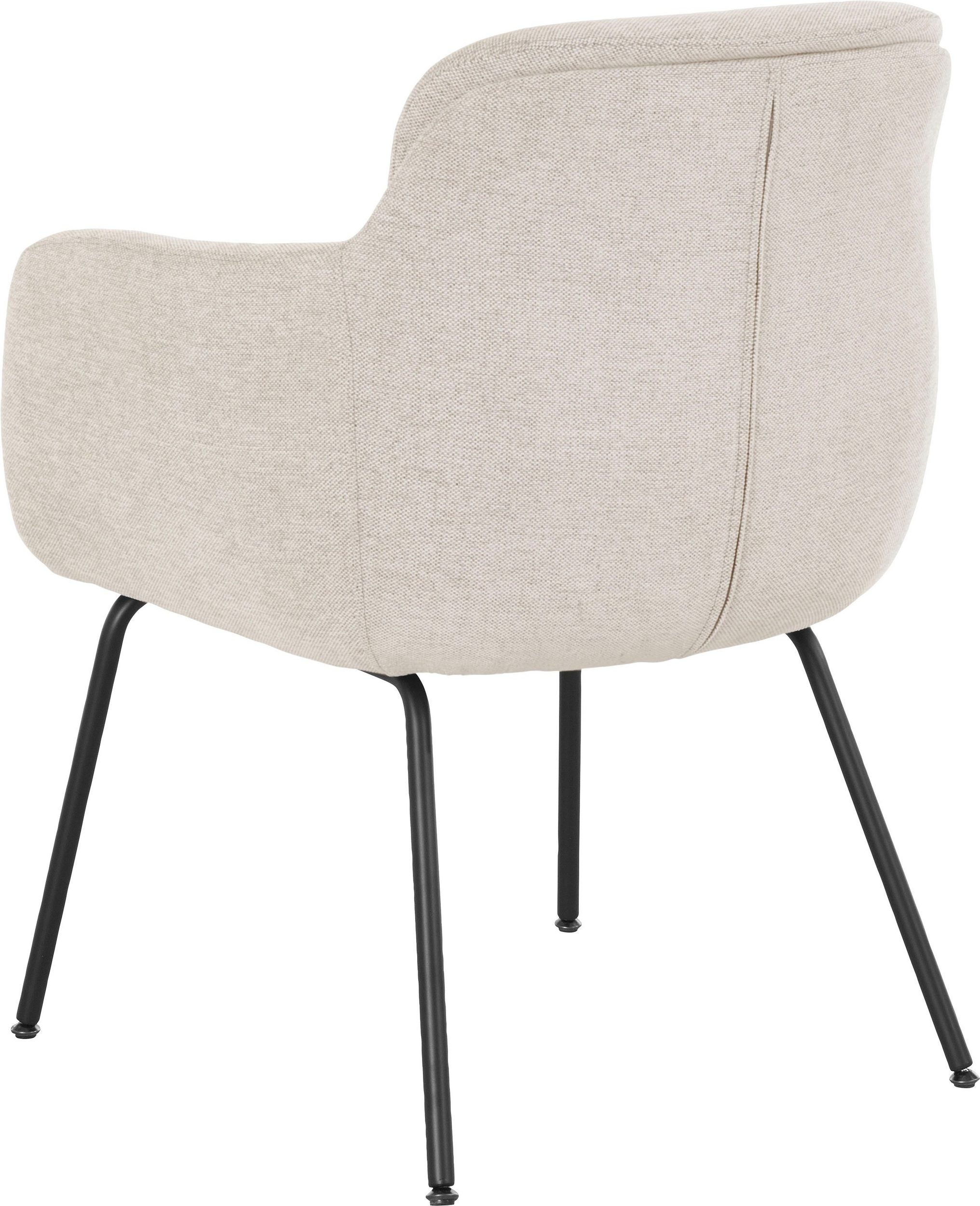 Scaun tapitat Donnica, picioare metal negru, poliester, crem Arboteca