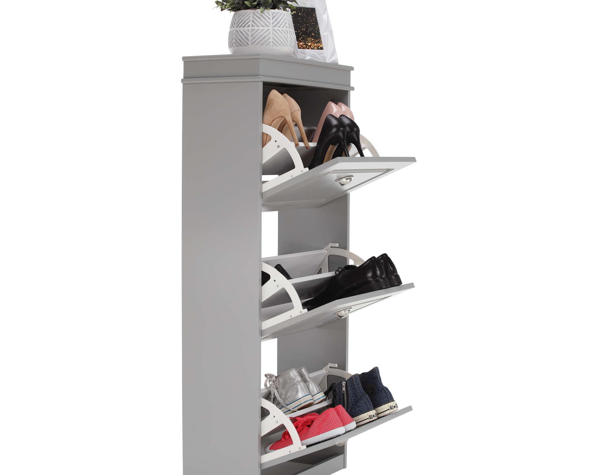 Pantofar SEBER TYP 2, 3 uși, gri, 53,5 cm Kondela