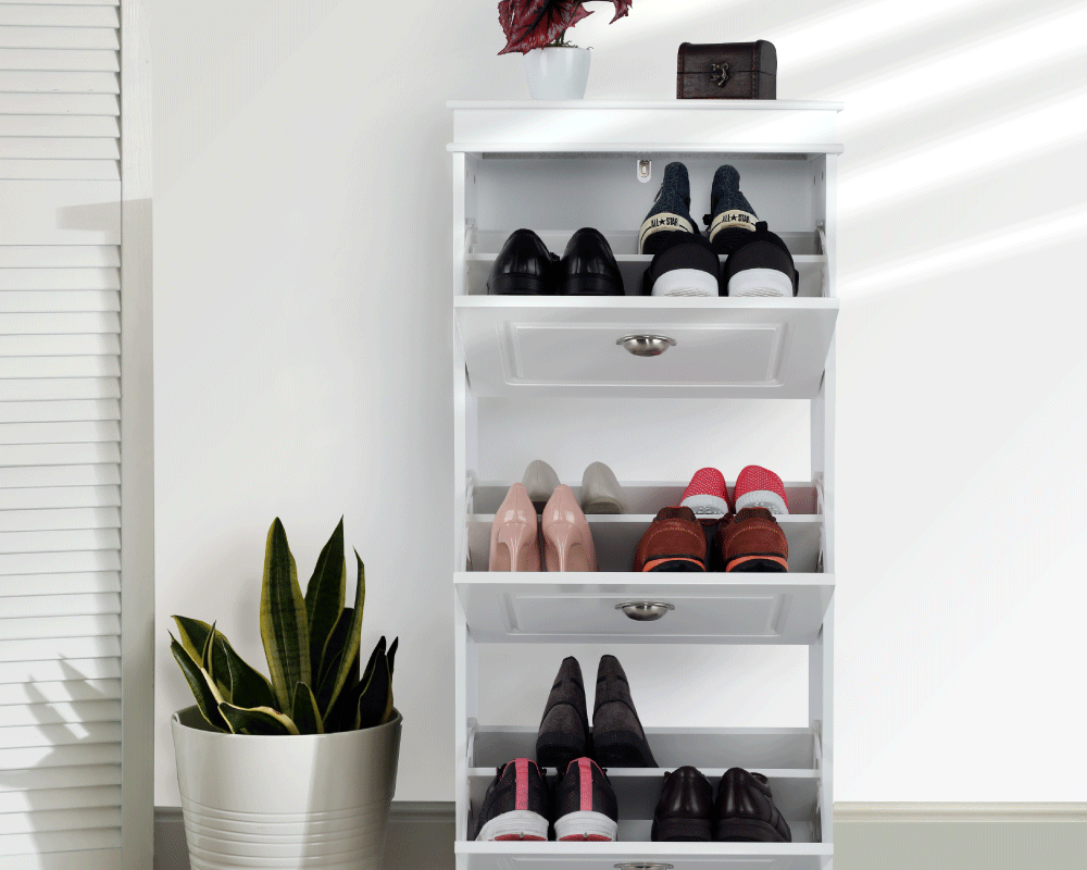 Pantofar SEBER TYP 2, 3 uși, alb, 53,5 cm Kondela