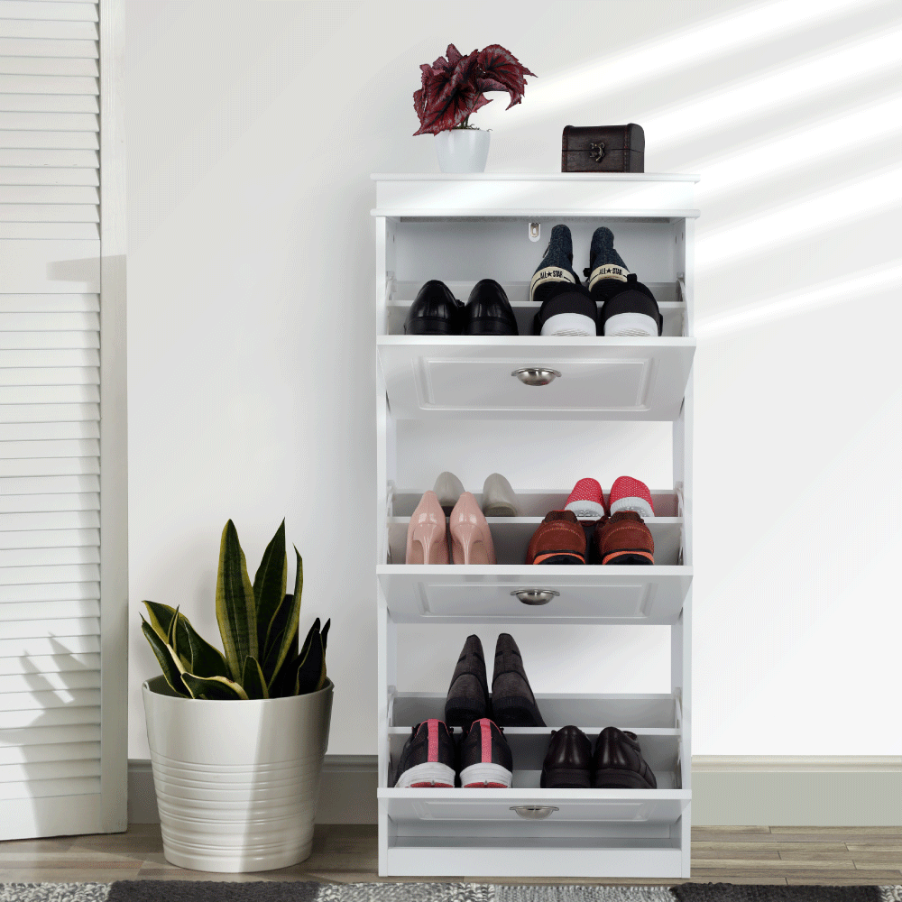 Pantofar SEBER TYP 2, 3 uși, alb, 53,5 cm Kondela