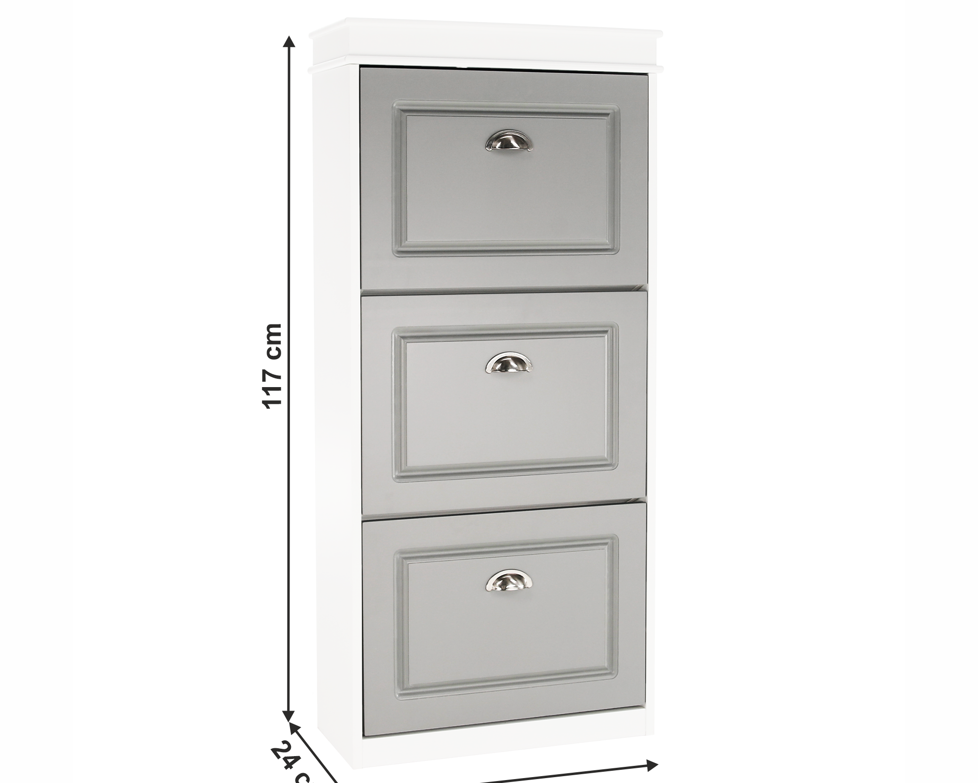 Pantofar SEBER TYP 2, 3 uși, gri/alb, 53,5 cm Kondela