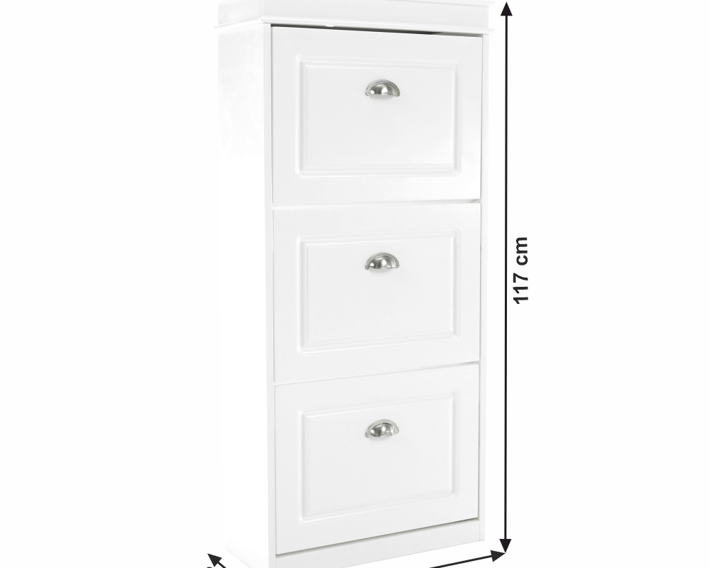 Pantofar SEBER TYP 2, 3 uși, alb, 53,5 cm Kondela