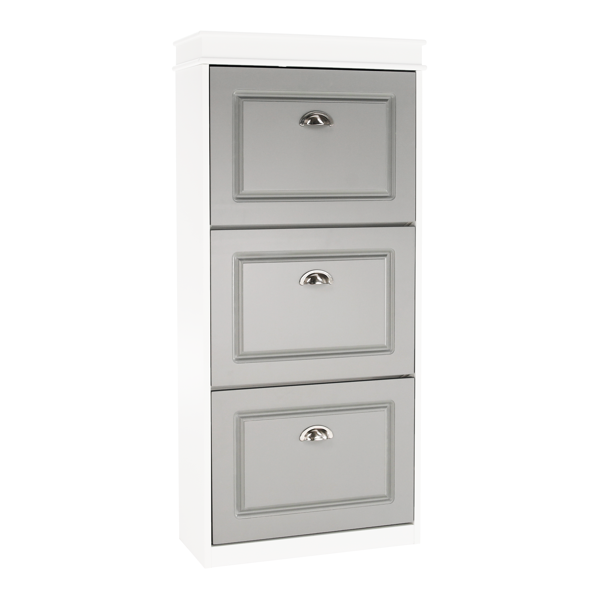 Pantofar SEBER TYP 2, 3 uși, gri/alb, 53,5 cm Kondela