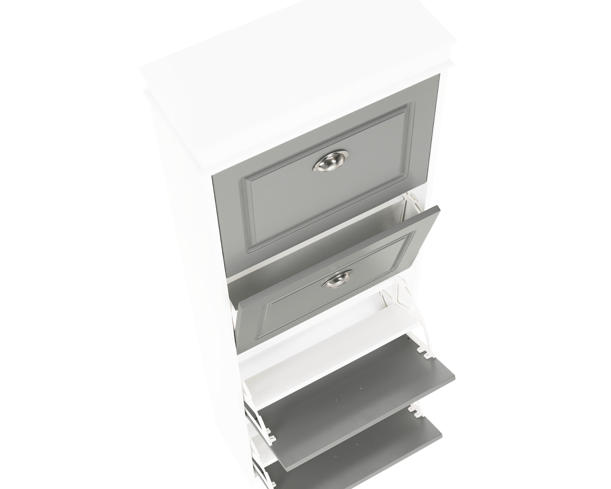 Pantofar SEBER TYP 3, 4 uși, alb/gri, 53,5 cm Kondela