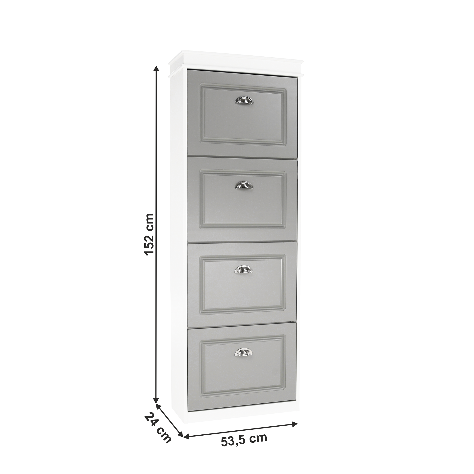 Pantofar SEBER TYP 3, 4 uși, alb/gri, 53,5 cm Kondela