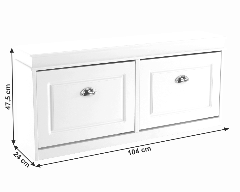 Pantofar SEBER TYP 4, 2 uși, alb, 104 cm Kondela