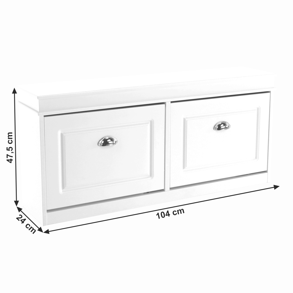 Pantofar SEBER TYP 4, 2 uși, alb, 104 cm Kondela