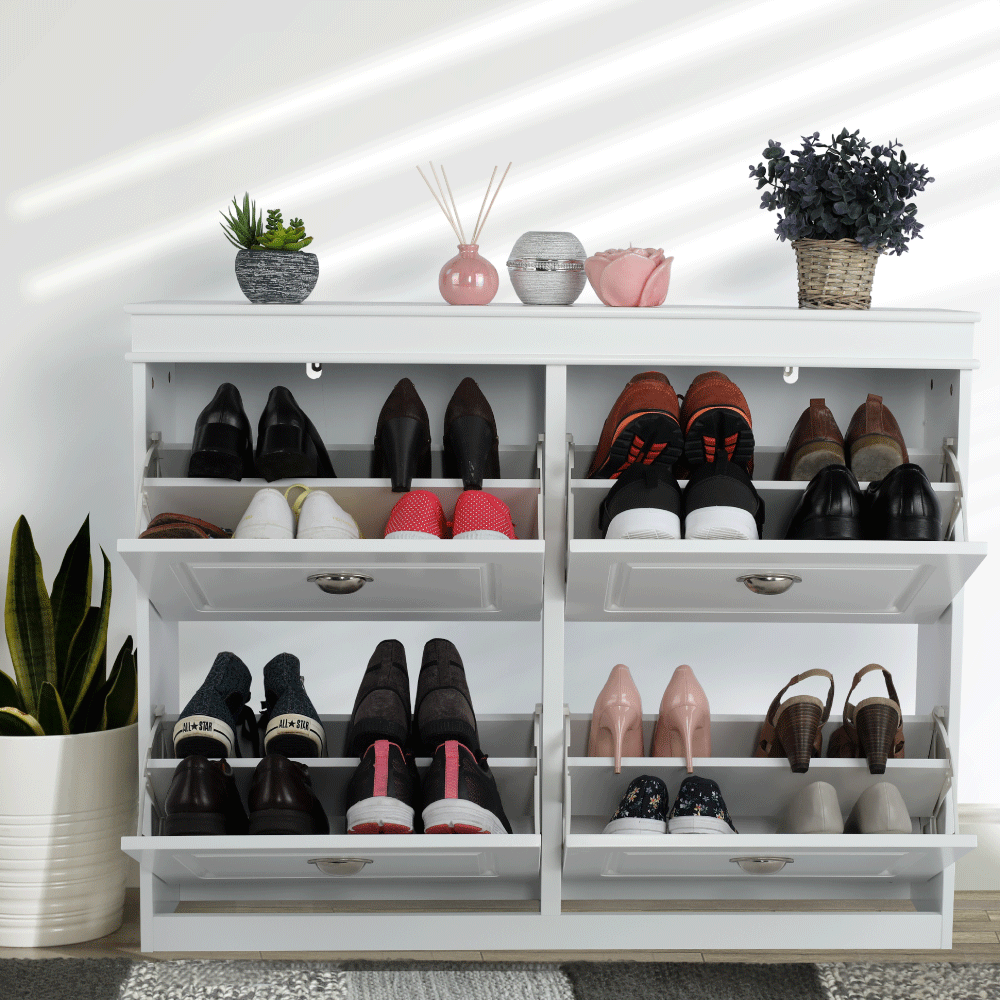 Pantofar SEBER TYP 5, 2 uși, alb, 105 cm Kondela