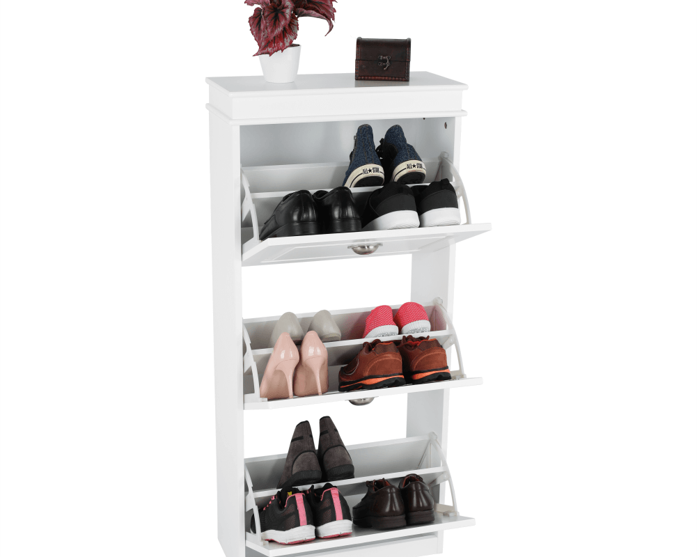 Pantofar SEBER TYP 2, 3 uși, alb, 53,5 cm Kondela
