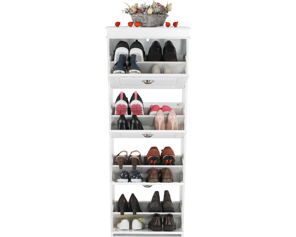 Pantofar SEBER TYP 3, 4 uși, alb, 53,5 cm Kondela