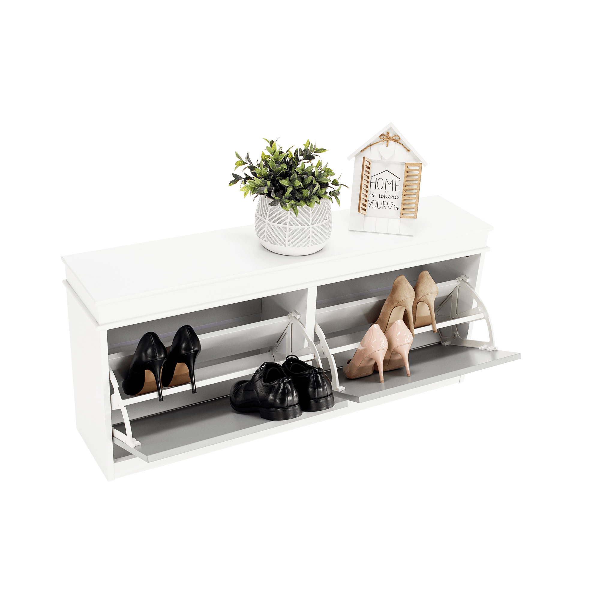 Pantofar SEBER TYP 4, 2 uși, alb/gri, 104 cm Kondela