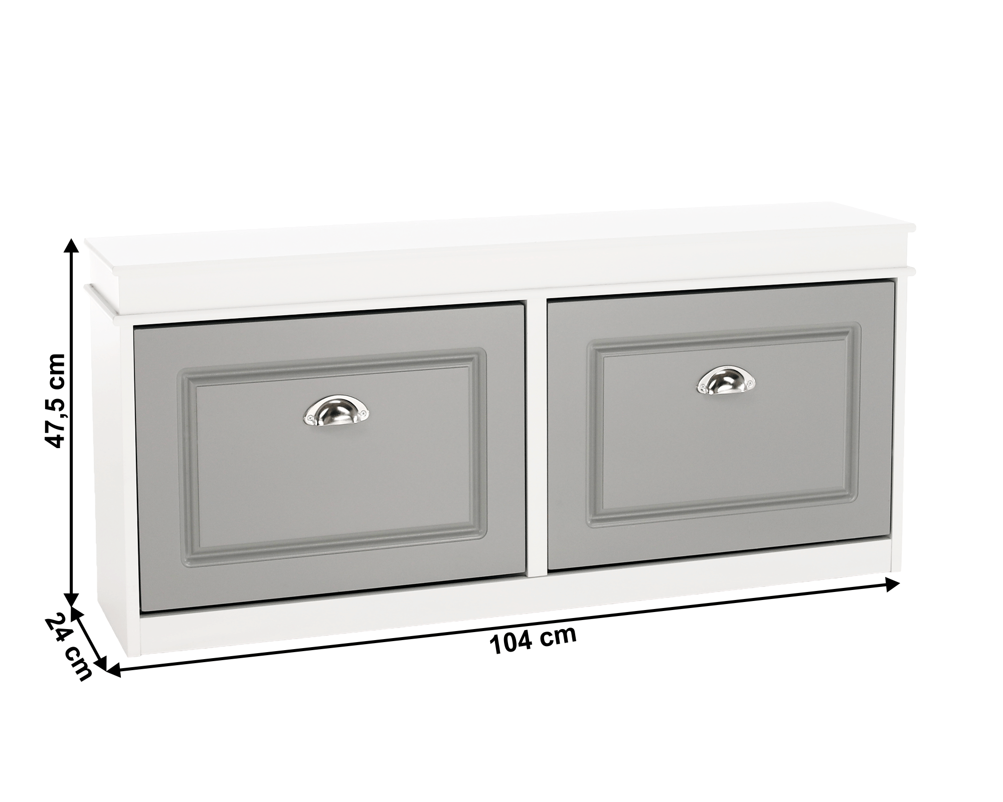 Pantofar SEBER TYP 4, 2 uși, alb/gri, 104 cm Kondela