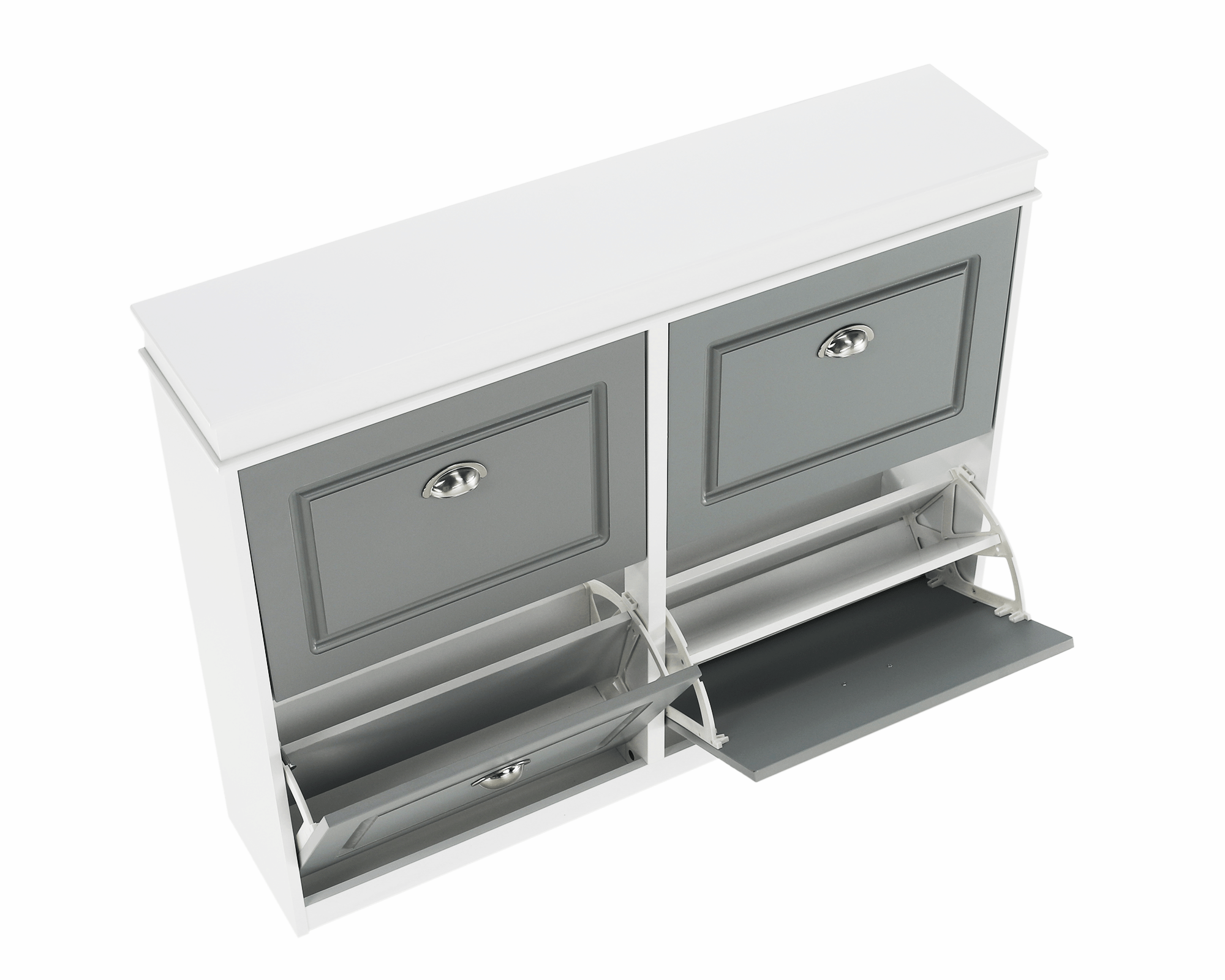 Pantofar SEBER TYP 5, 2 uși, gri/alb, 105 cm Kondela