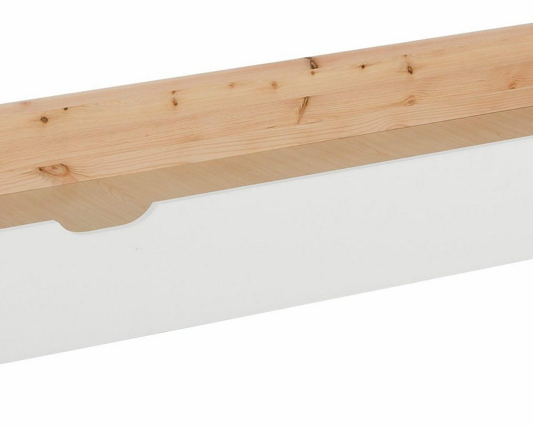 Sertar pat Kero din lemn masiv si MDF, alb, 192 cm lungime Arboteca