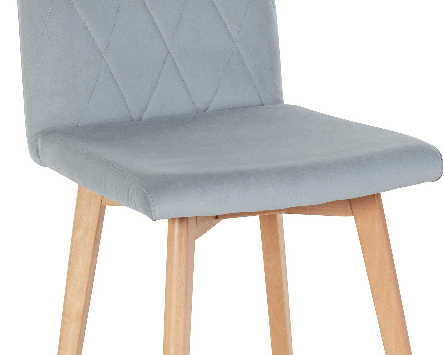 Set 2 scaune tapitate Brest, lemn masiv stejar natural, catifea, gri Arboteca