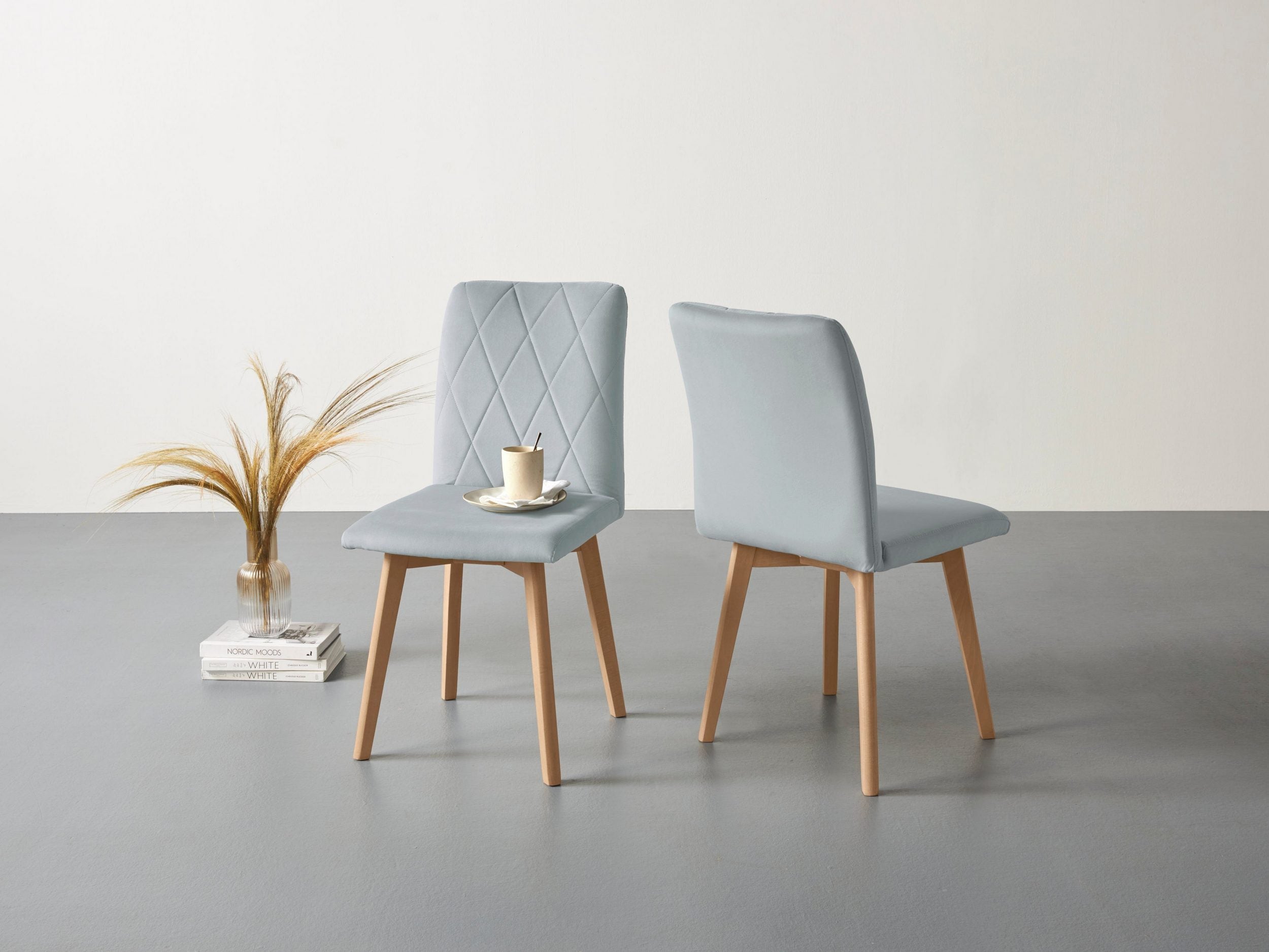 Set de 2 scaune tapitate Brest, Catifea, Gri Arboteca