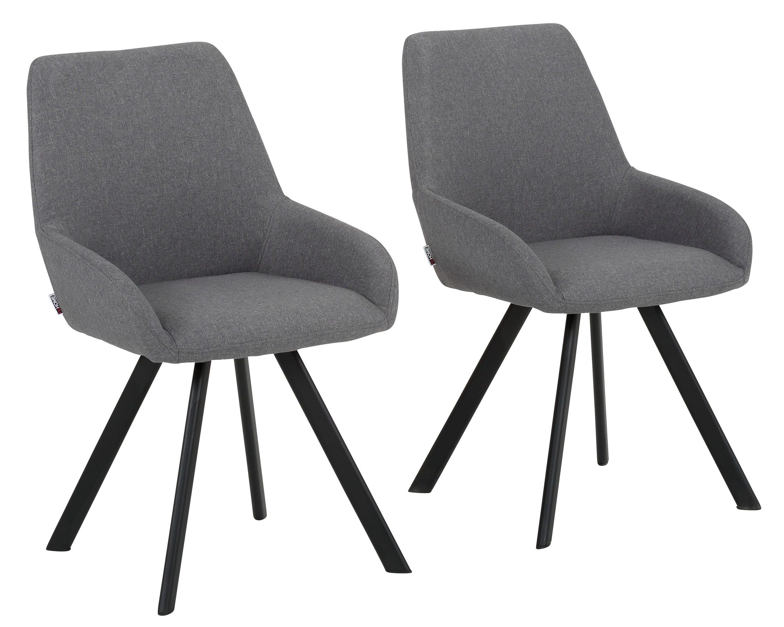 Set 2 scaune tapitate Sandra, cadru metalic negru, material tesut, gri Arboteca