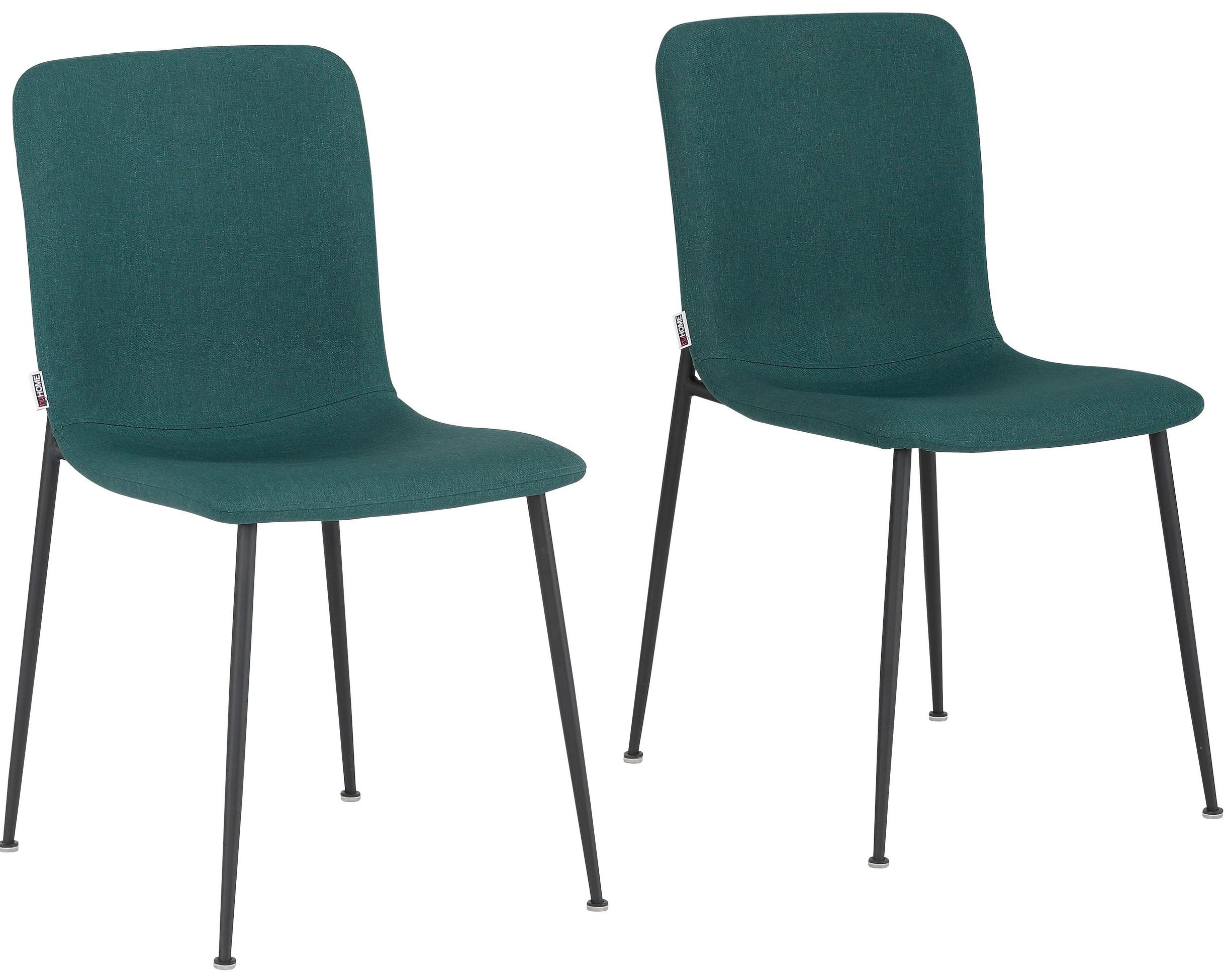 Set 2 scaune tapitate Gianna, cadru metalic negru, material tesut, verde Arboteca
