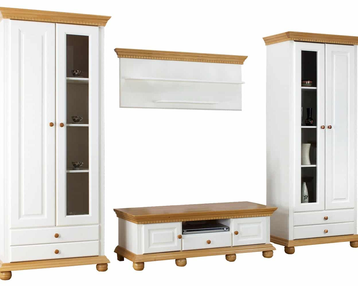 Set living Bavaria din lemn masiv, 4 piese Alb-nuc Arboteca