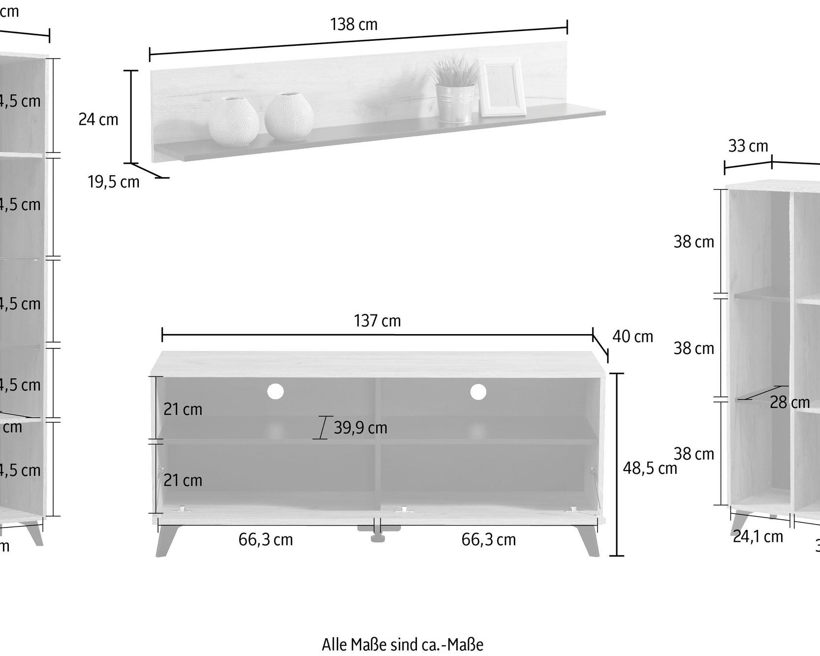Set living Umbria, PAL, Stejar Somona, 257 cm Arboteca