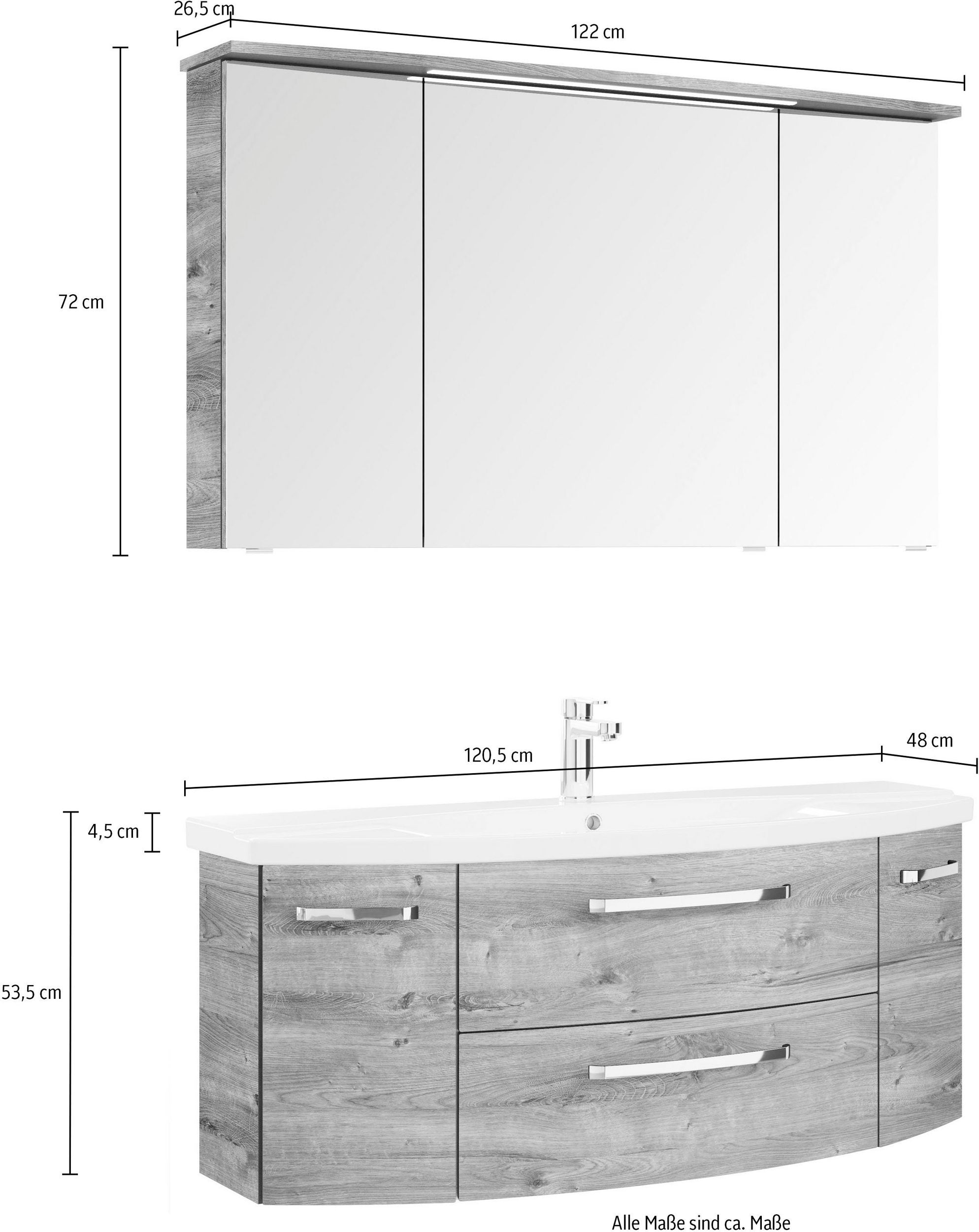 Set Mobilier de Baie „Pelipal 4010”, 122 cm latime Arboteca