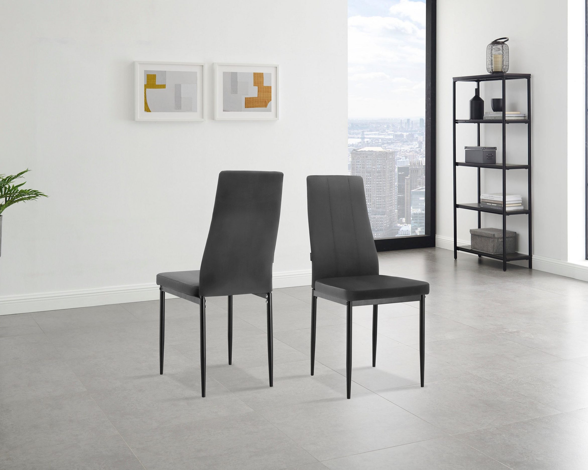 Set 3 scaune tapitate Remus, imitatie piele, cadru metalic, gri Arboteca
