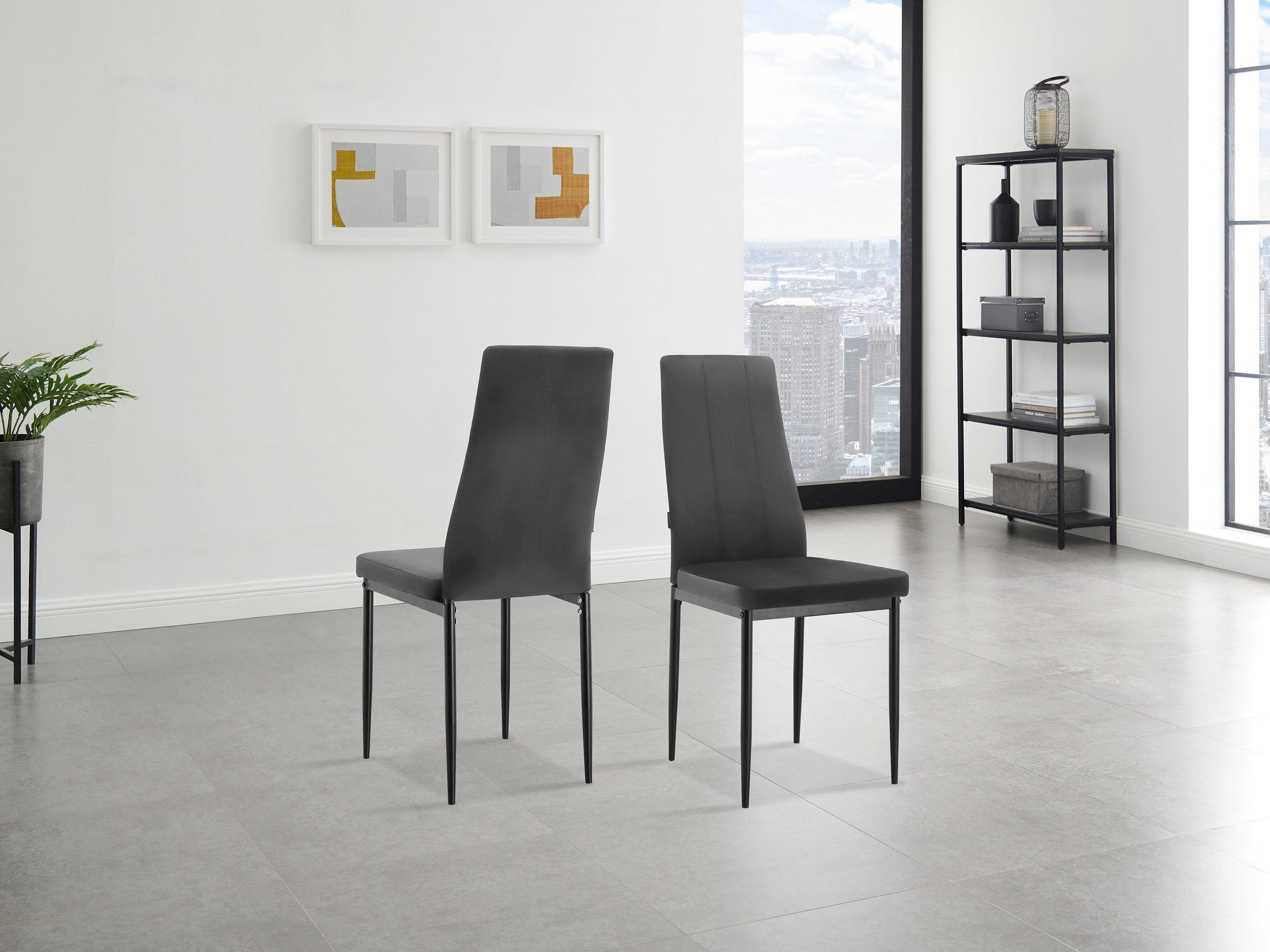 Set de trei scaune tapitate Remus, Gri, imitatie piele Arboteca