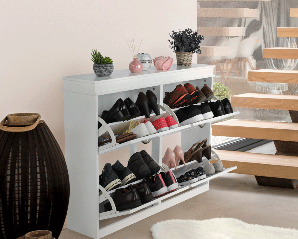 Pantofar SEBER TYP 5, 2 uși, alb, 105 cm Kondela