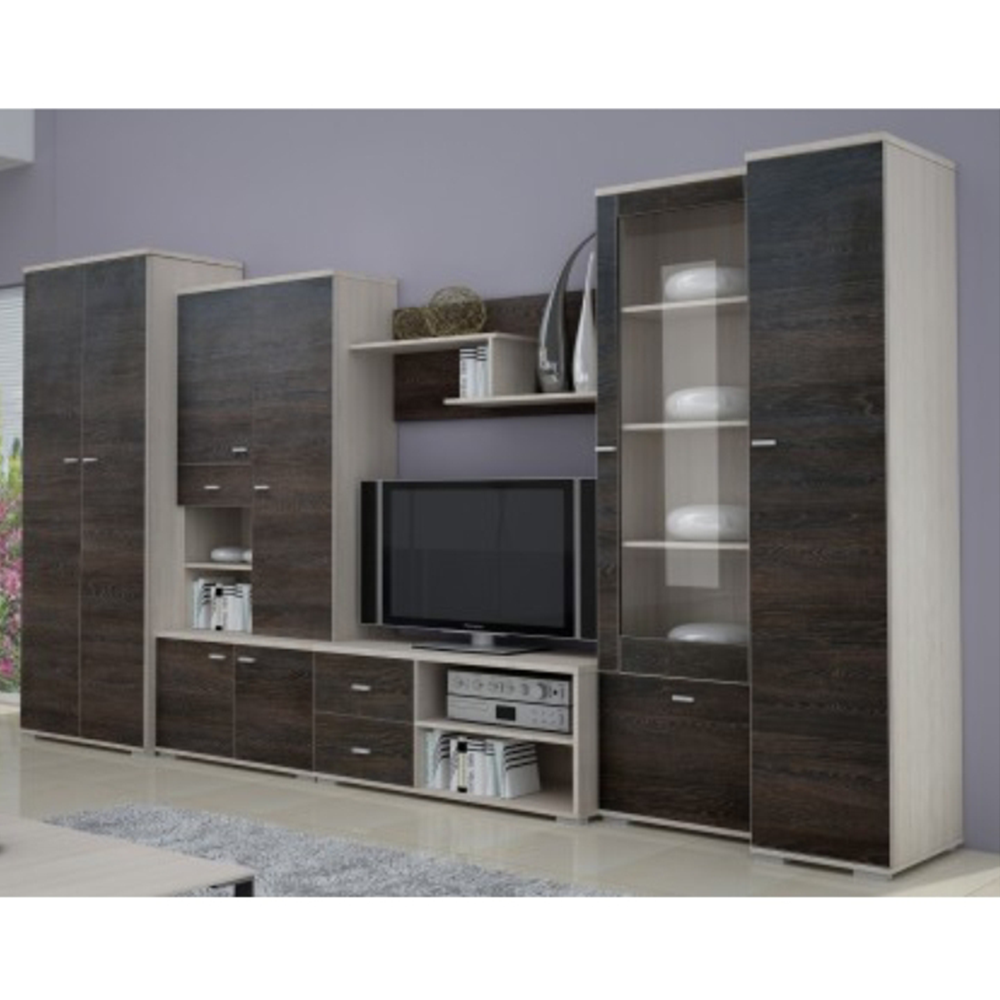Mobilier living, frasin/stejar american, 370x51x199 cm Kondela