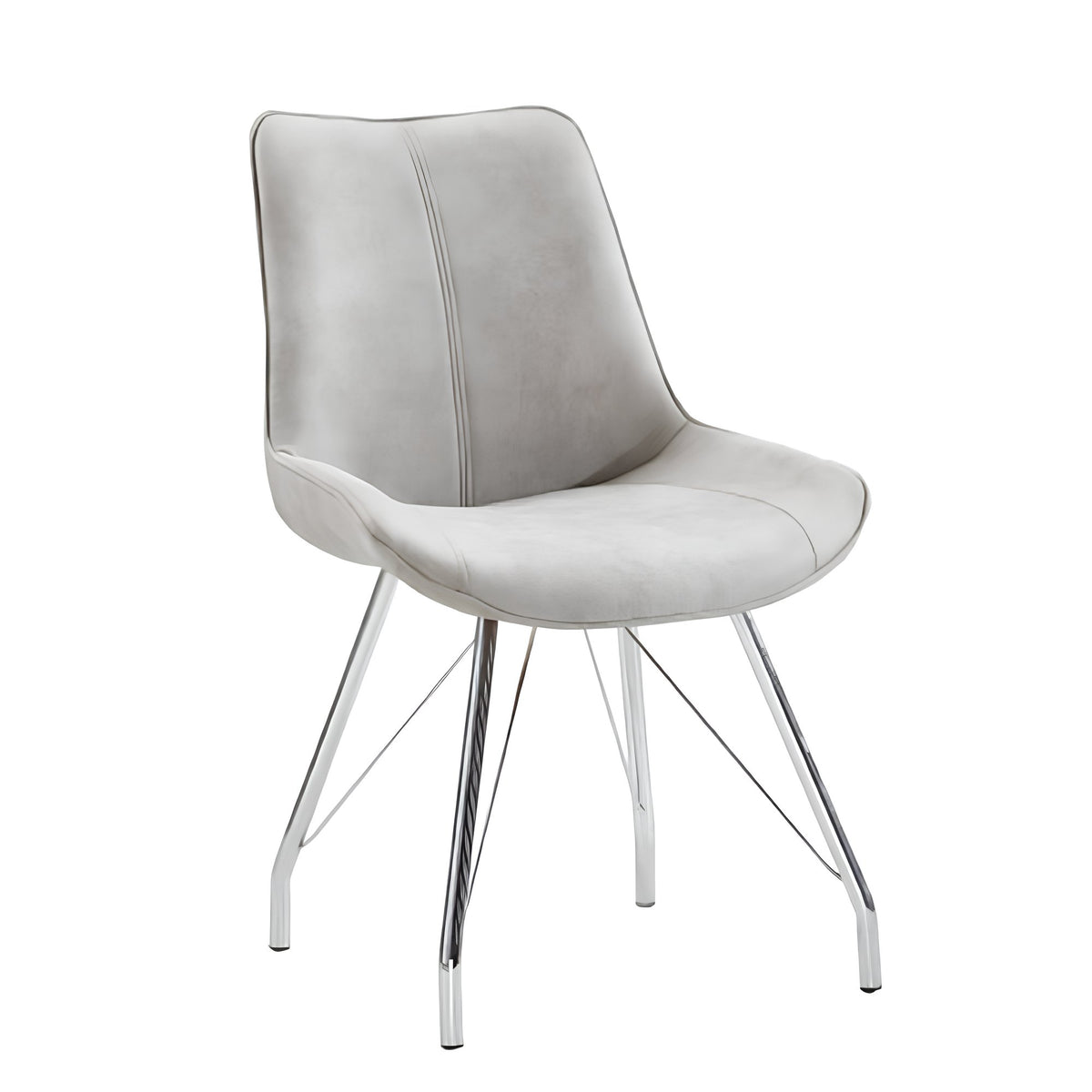 Scaun, material cu efect de piele întoarsă gri/crom, 54x60x87 cm Kondela