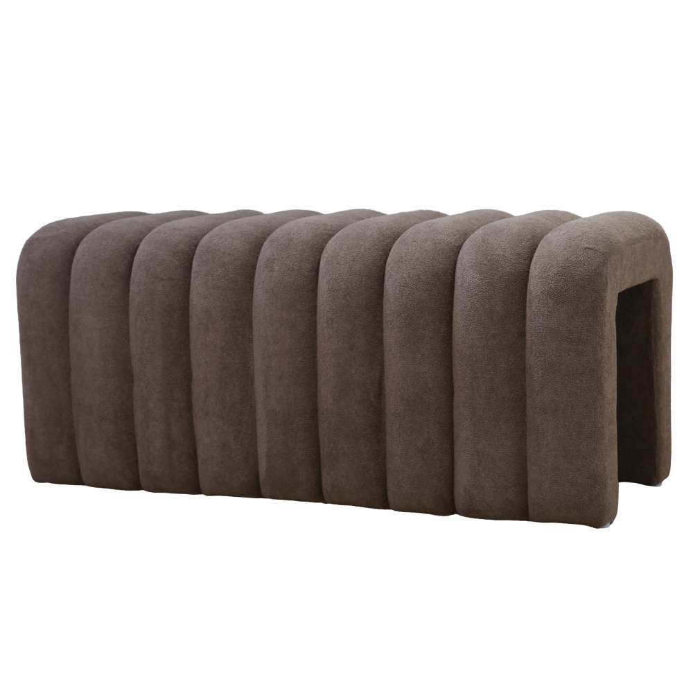 Bancă de design ORTONA, țesătură maro, 95x40x42 cm Kondela