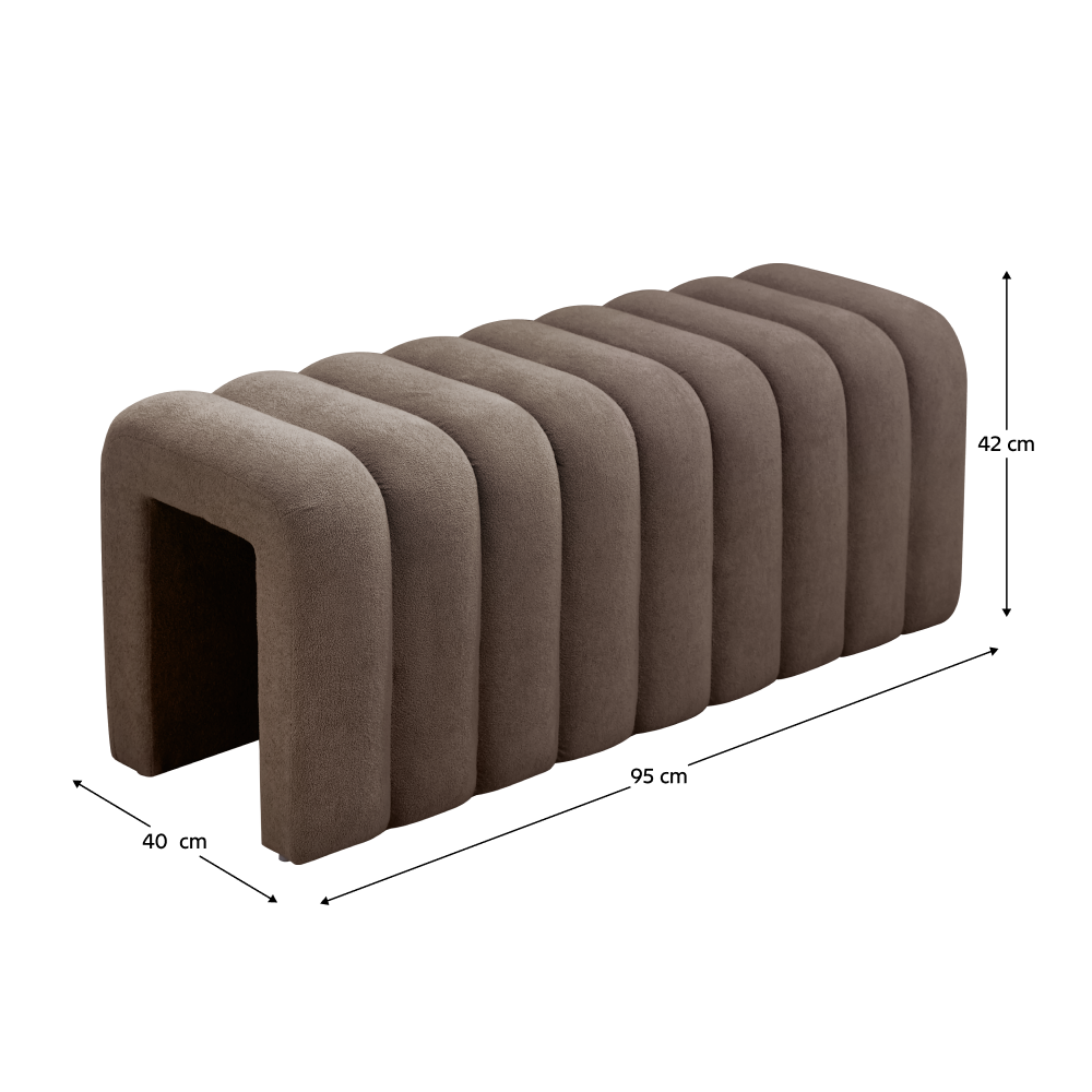 Bancă de design ORTONA, țesătură maro, 95x40x42 cm Kondela