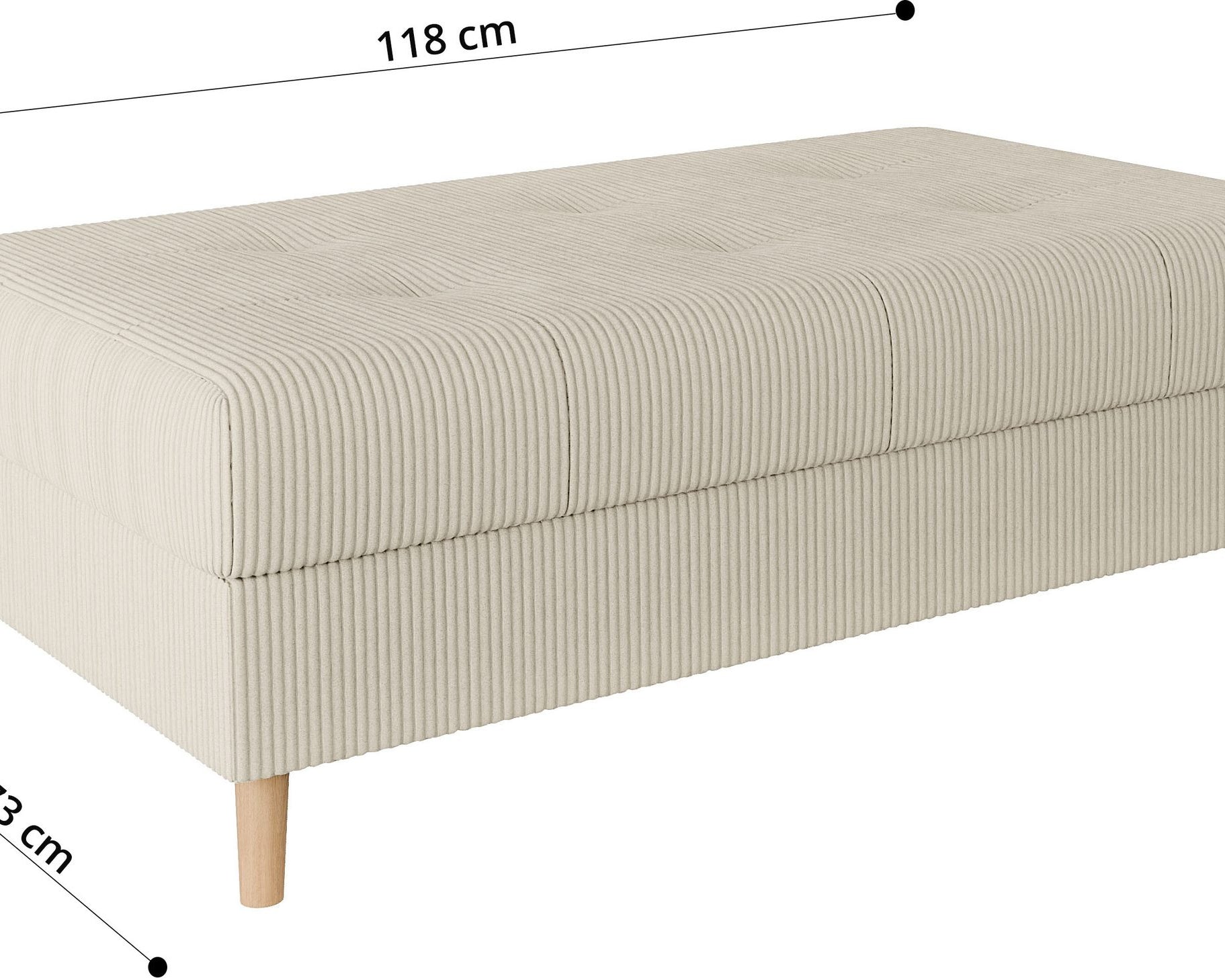 Taburet Charre tapițat, crem, 118 cm lățime Arboteca