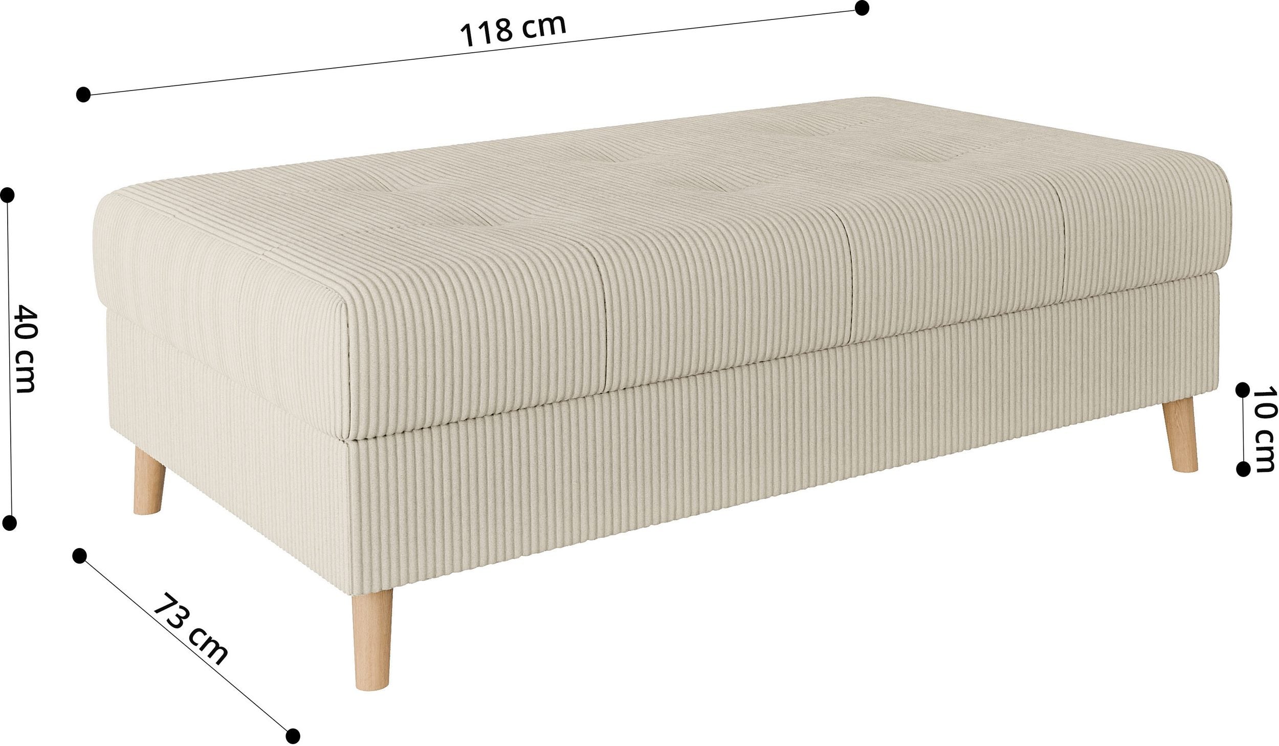 Taburet Charre, Crem, 118 cm latime Arboteca