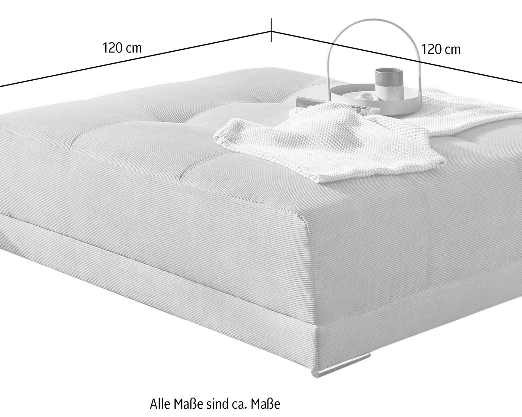 Taburet Moldau XXL 120 × 120 cm, gri, cu arc integrat Arboteca