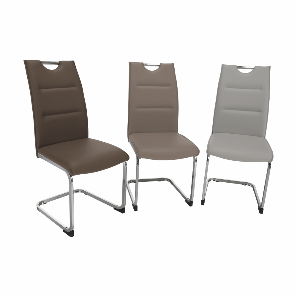 Scaun dining NAJAC, maro, piele eco/crom, 44x60.5x98 cm Kondela